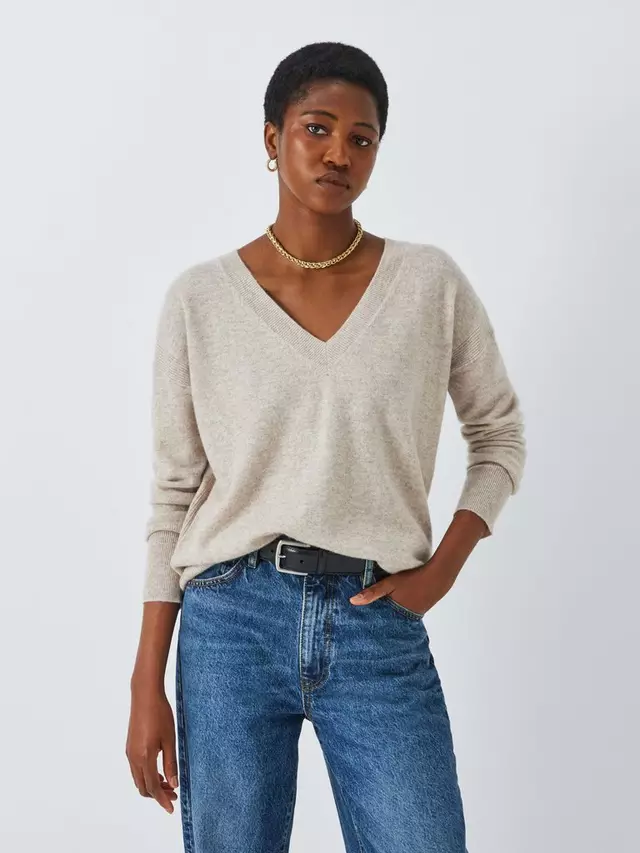 

Джемпер John Lewis Cashmere Relaxed V-Neck, цвет toast