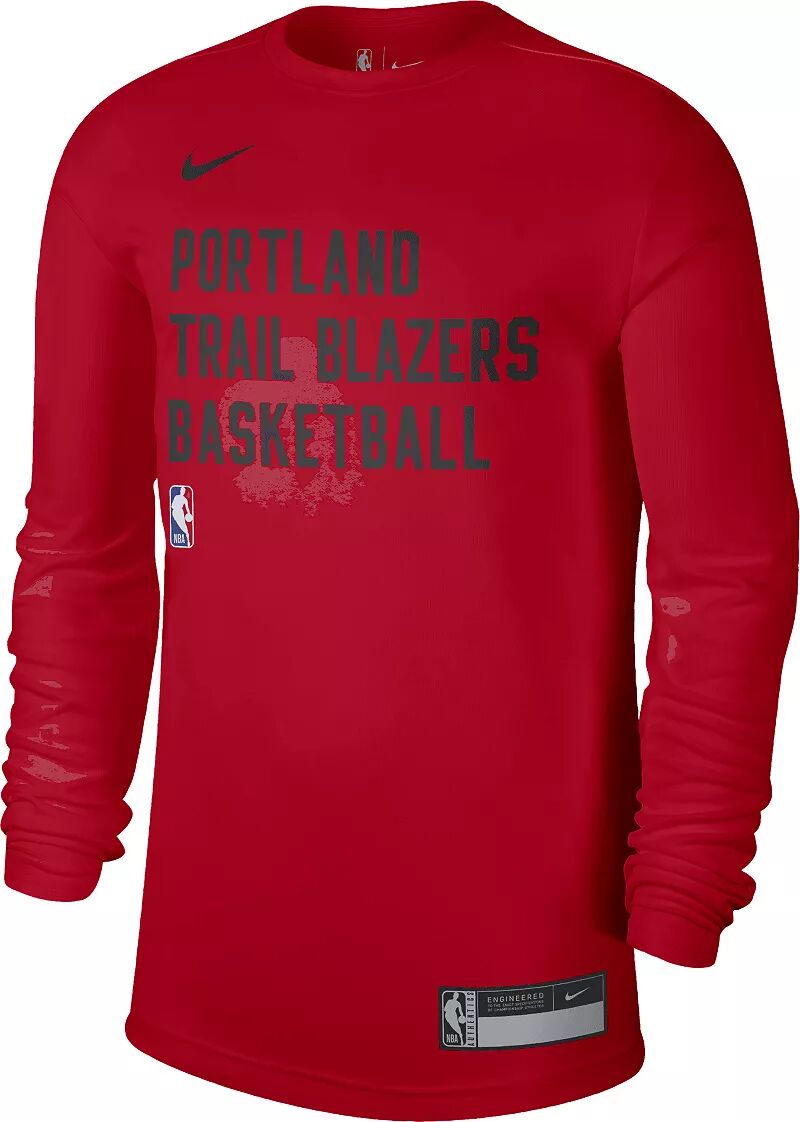 Мужская красная футболка с длинным рукавом для тренировок Nike Portland Trail Blazers
