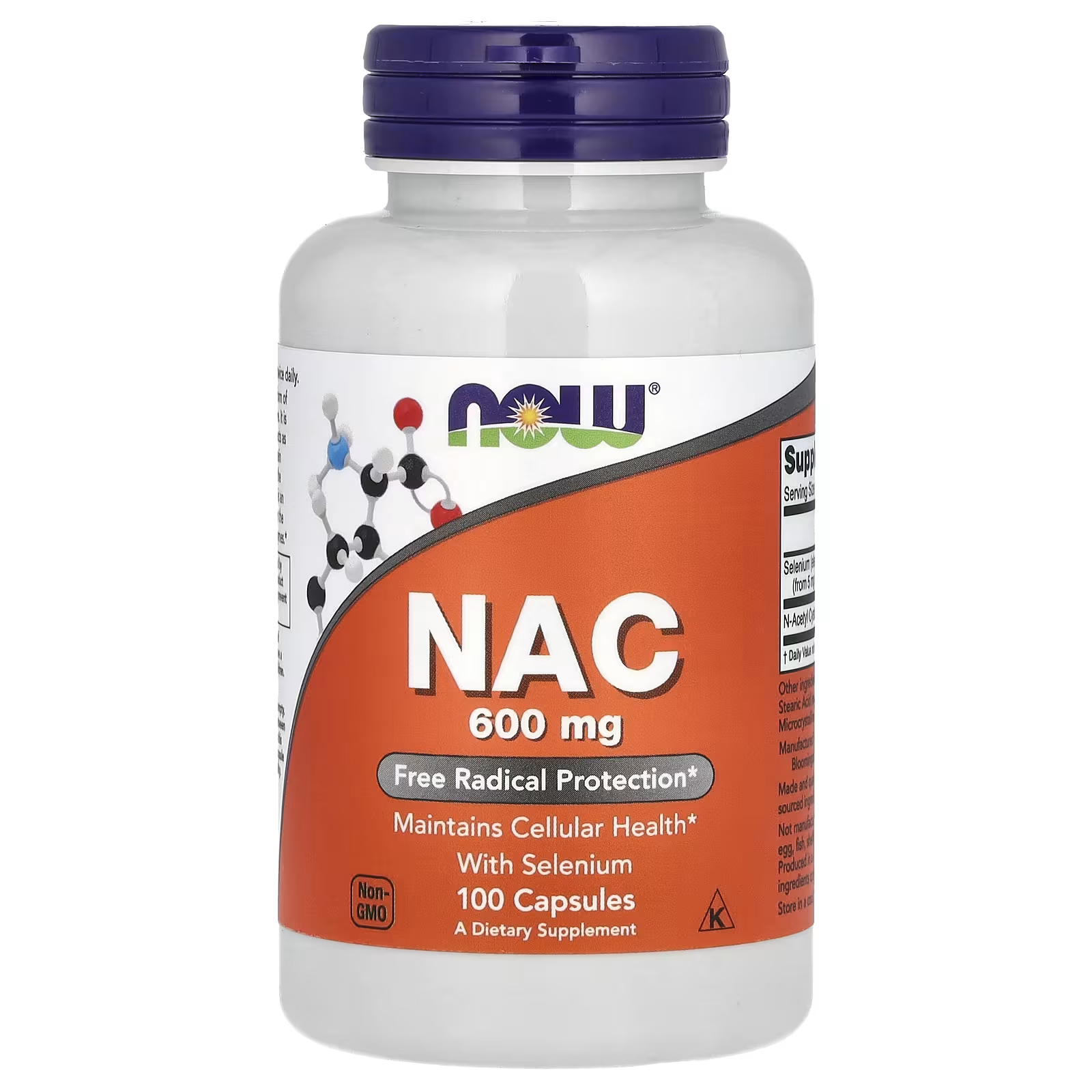 NAC NOW Foods 600 мг, 100 капсул nac n ацетилцистеин now foods 600 мг 250 капсул