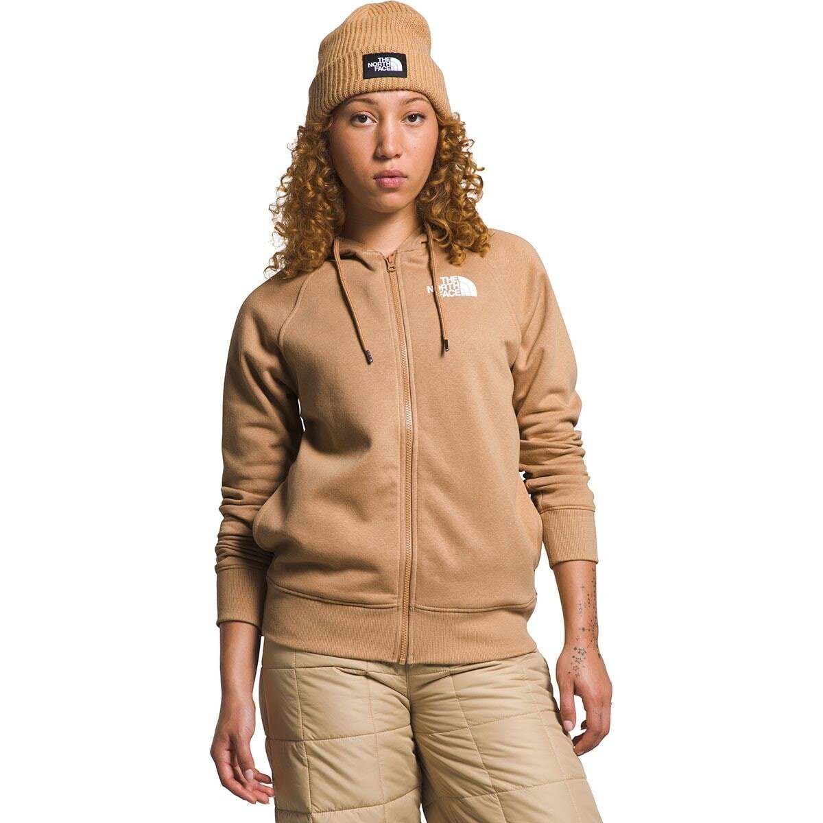 

Толстовка с молнией во всю длину brand proud The North Face, цвет almond butter/tnf white
