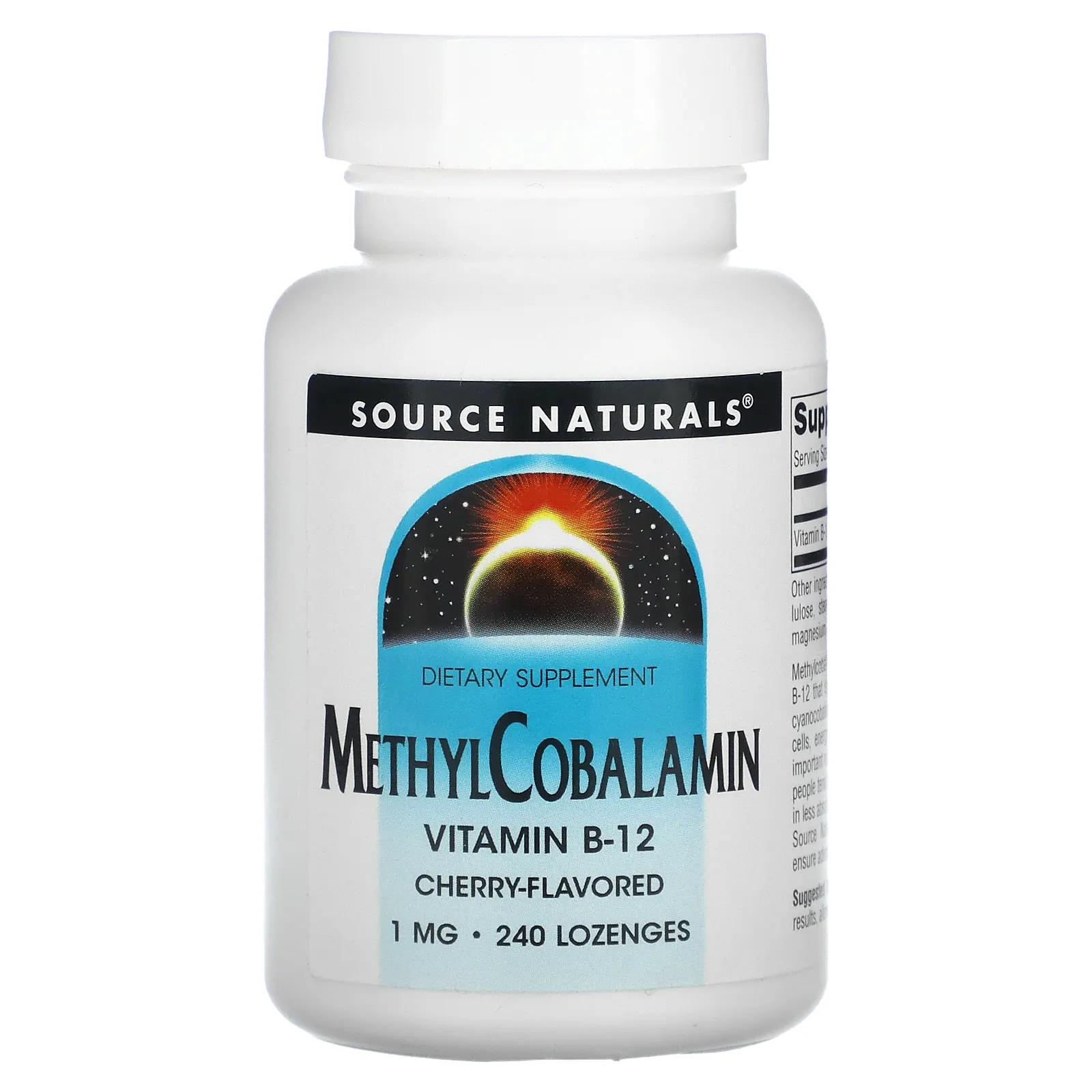 Source Naturals МетилКобаламин С вишневым вкусом Под язык 1 мг 240 таблеток цена и фото