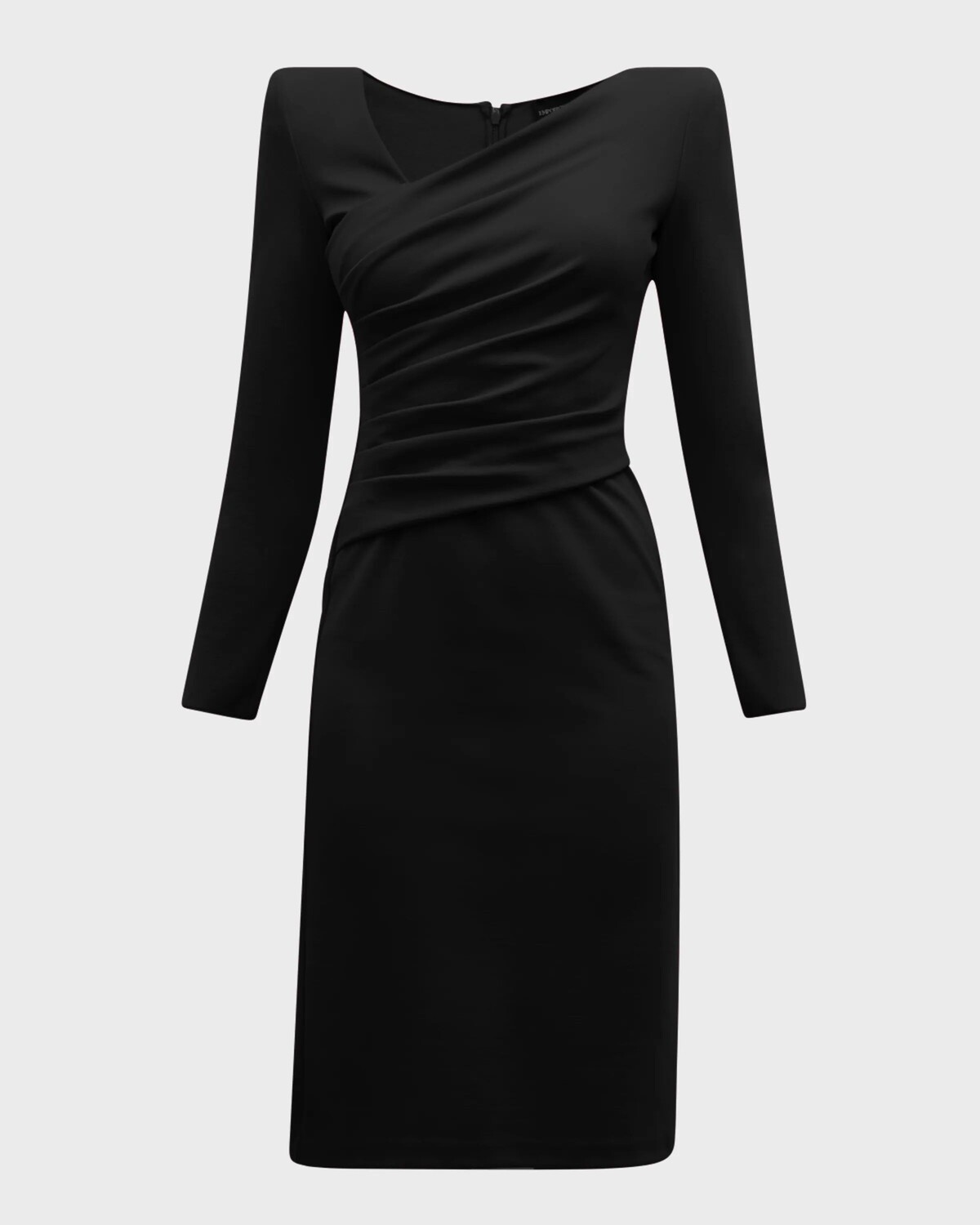 

Трикотажное платье с перекрестными складками Emporio Armani, черный
