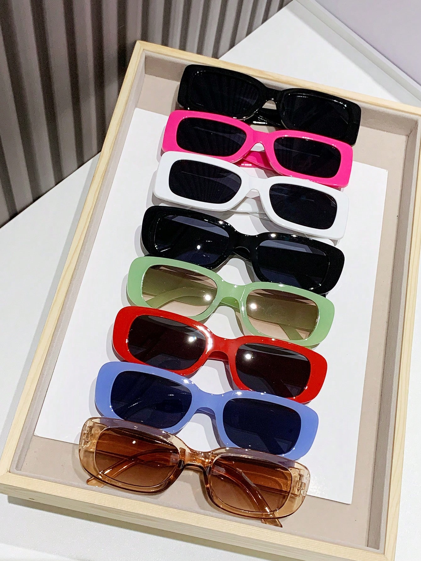 Женские квадратные пластиковые декоративные солнцезащитные очки, 8 шт.