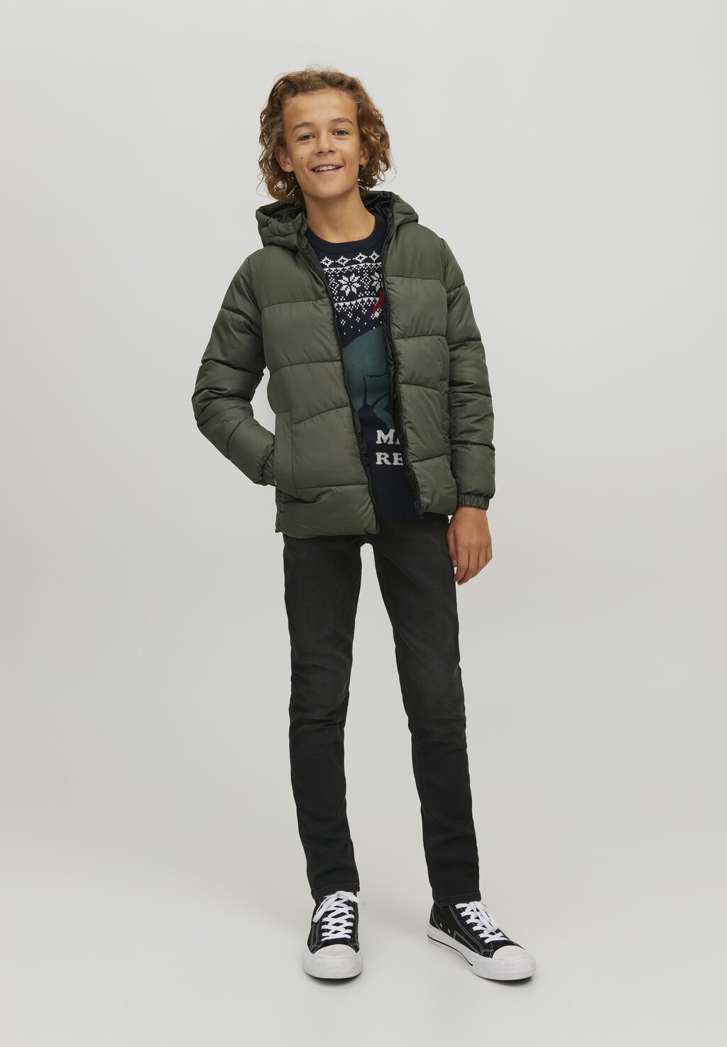 

Зимняя куртка JJCHILI PUFFER HOOD Jack & Jones Junior, хаки