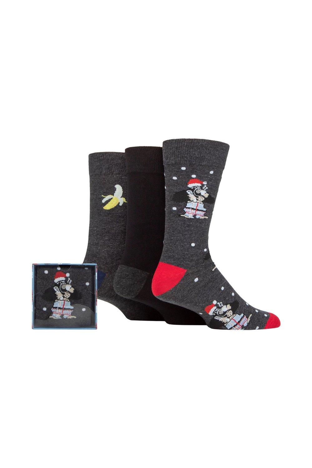 цена 3 пары носков в подарочной упаковке Winter Wonderland Christmas Cube SOCKSHOP Wild Feet, черный