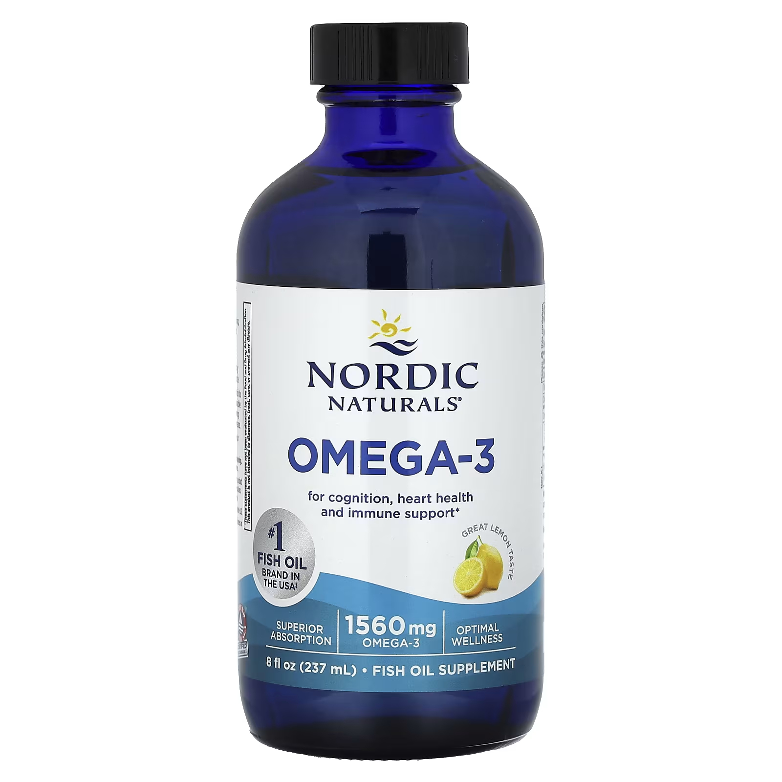 Nordic Naturals Омега-3 с лимоном 1560 мг 8 жидких унций (237 мл) nordic naturals омега 3 для домашних животных 237 мл 8 жидких унций