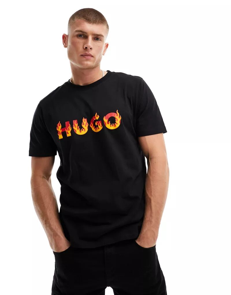 Черная футболка с пламенем HUGO Danda Hugo Red черная футболка с пламенем hugo danda hugo red