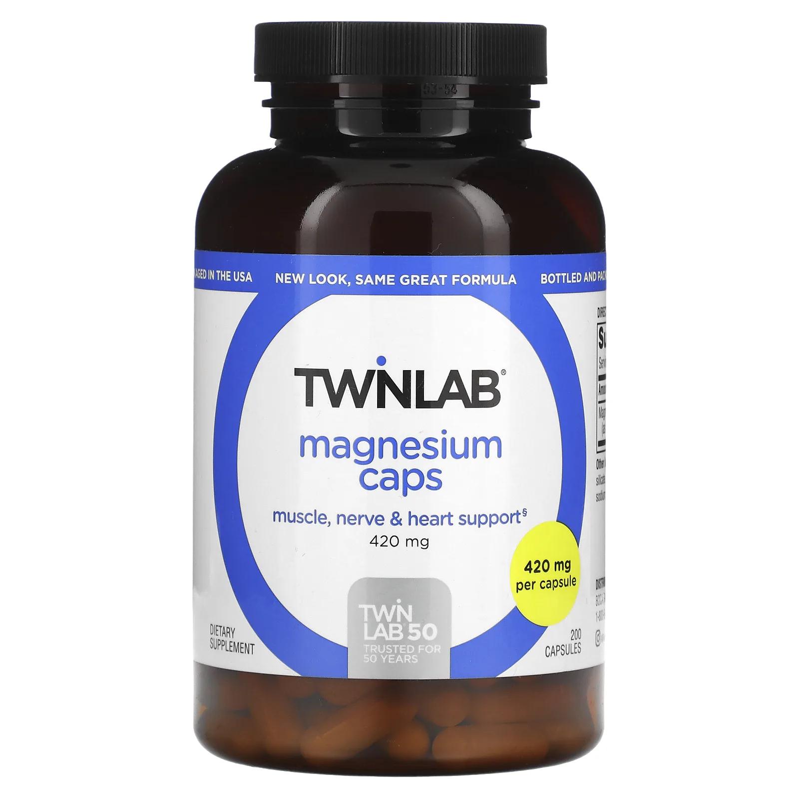 TwinLab Магний (420 мг) 200 капсул twinlab холиновый коктейль 380 г 13 33 унции