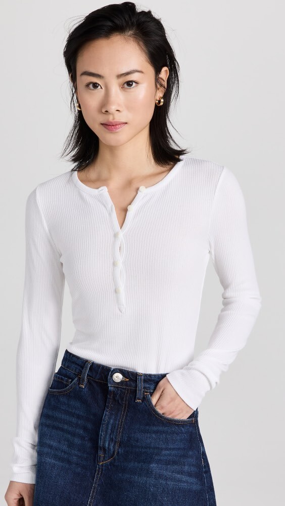 

Топ Rag & Bone The Rib Knit Henley, белый