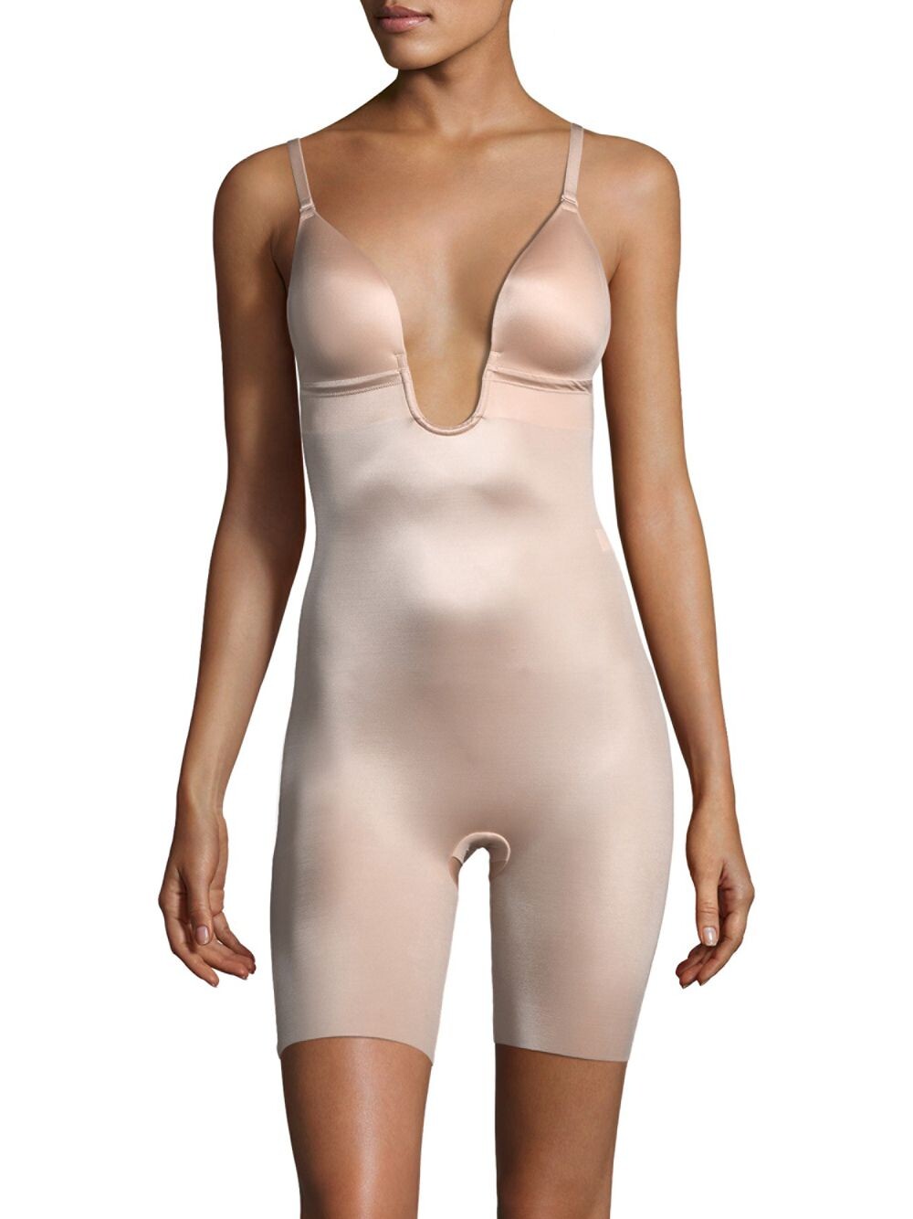 

Suit Your Fancy Боди с вырезом на спине и до середины бедра с глубоким вырезом Spanx