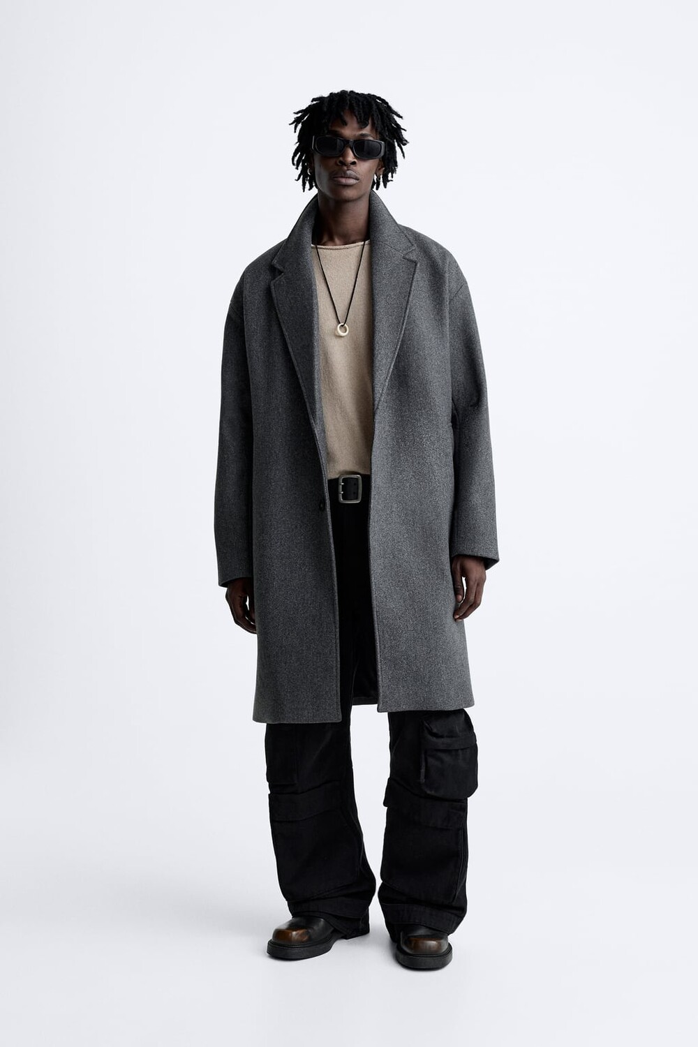 

Пальто оверсайз ZARA, серый