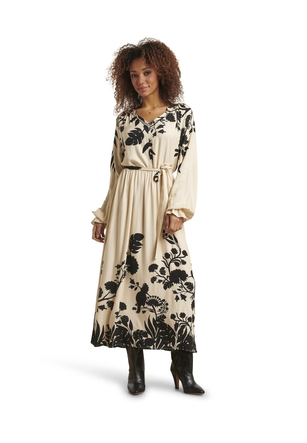 

Платье макси CLASSIC ELEGANT STYLE WITH PUFFY SLEEVE Smashed Lemon, цвет offwhite black