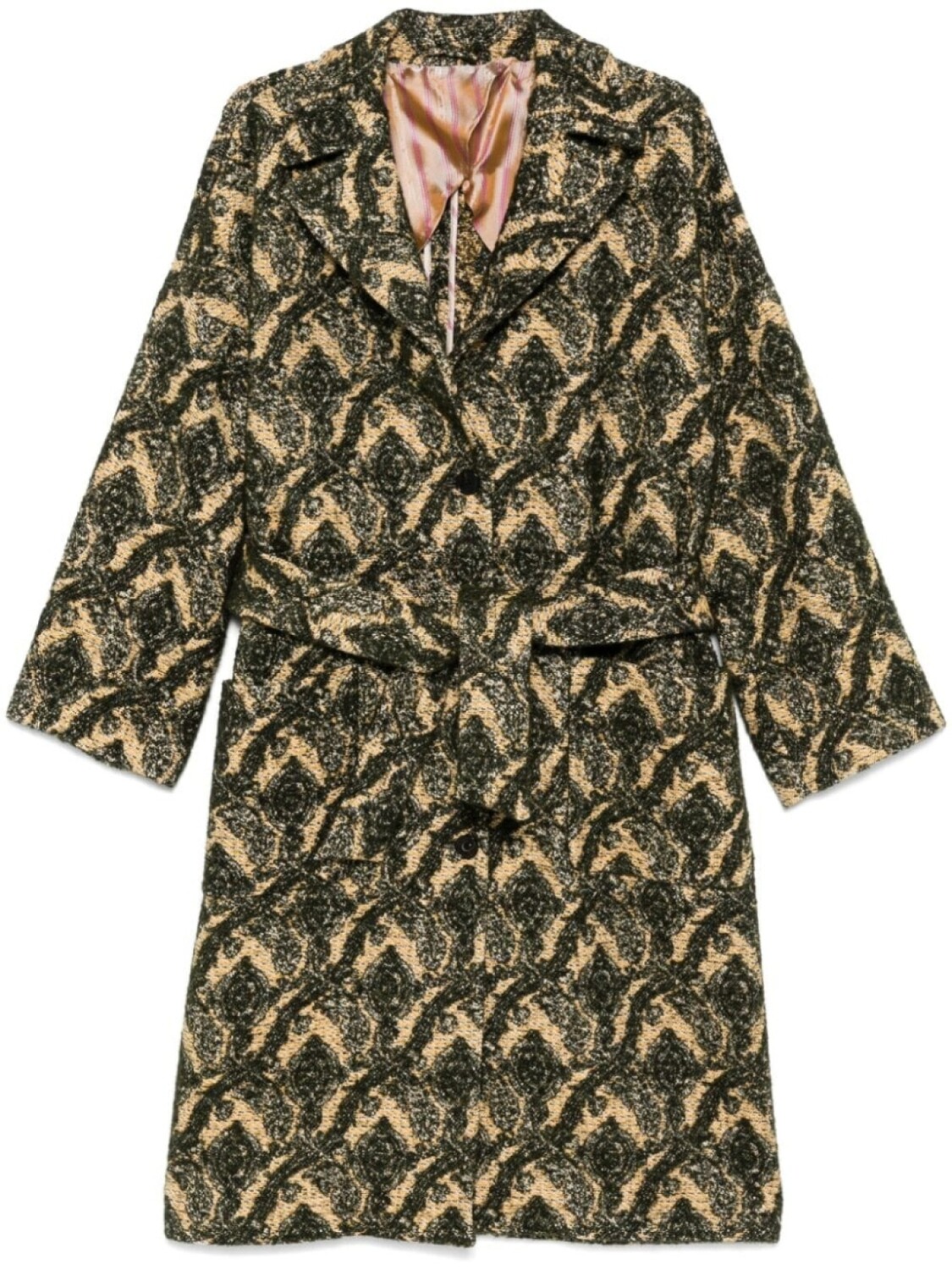 

Пальто ETRO из жаккарда с поясом, желтый