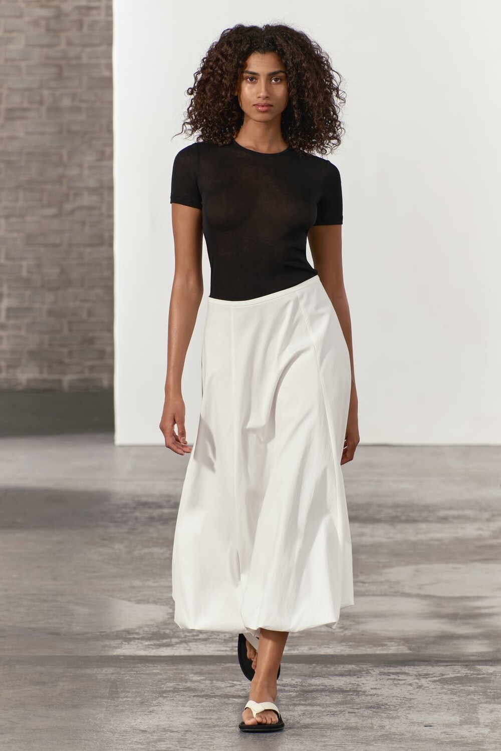 

Футболка supima из хлопка ZARA, черный