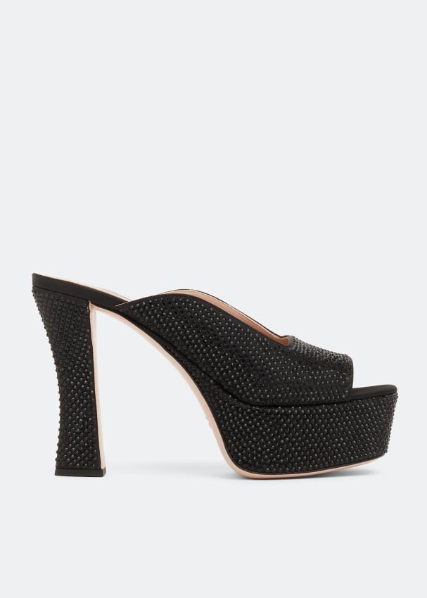 

Сандалии Miu Miu Crystal Satin Platform, черный