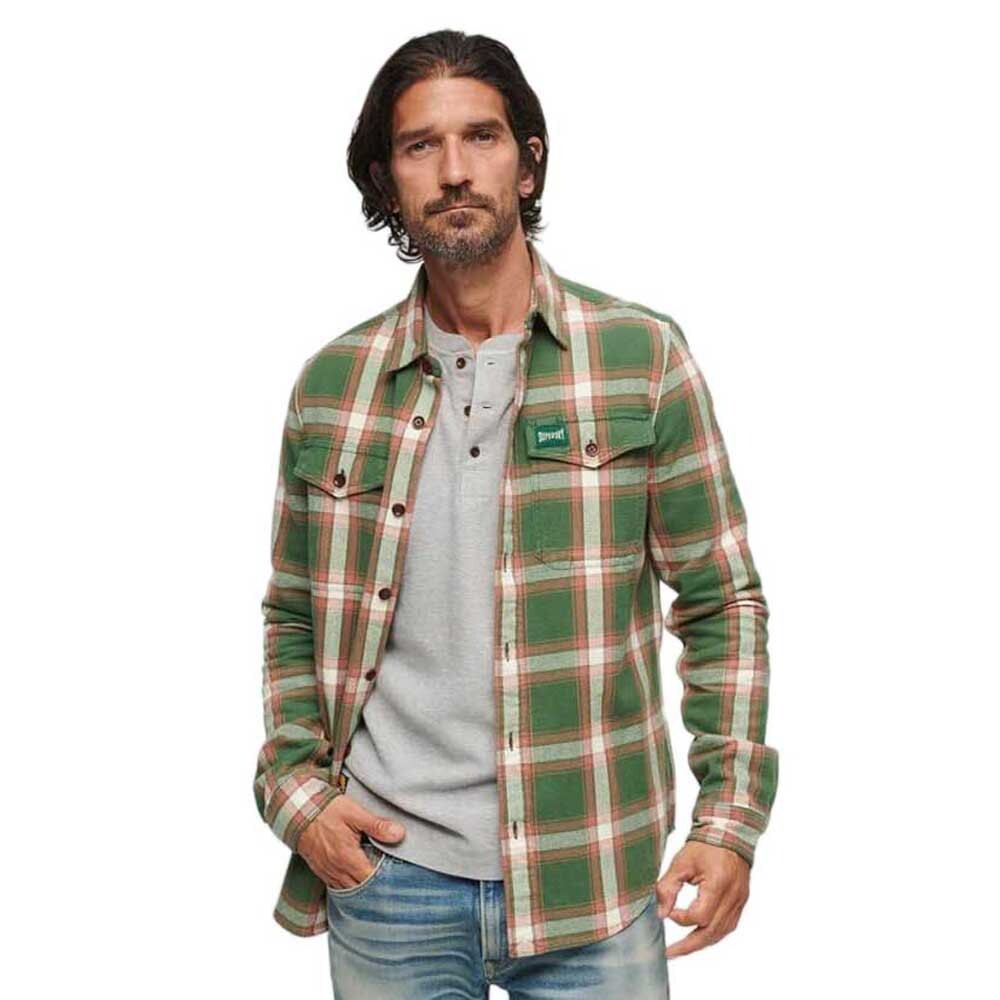 

Рубашка Superdry Cotton Worker Check, зеленый