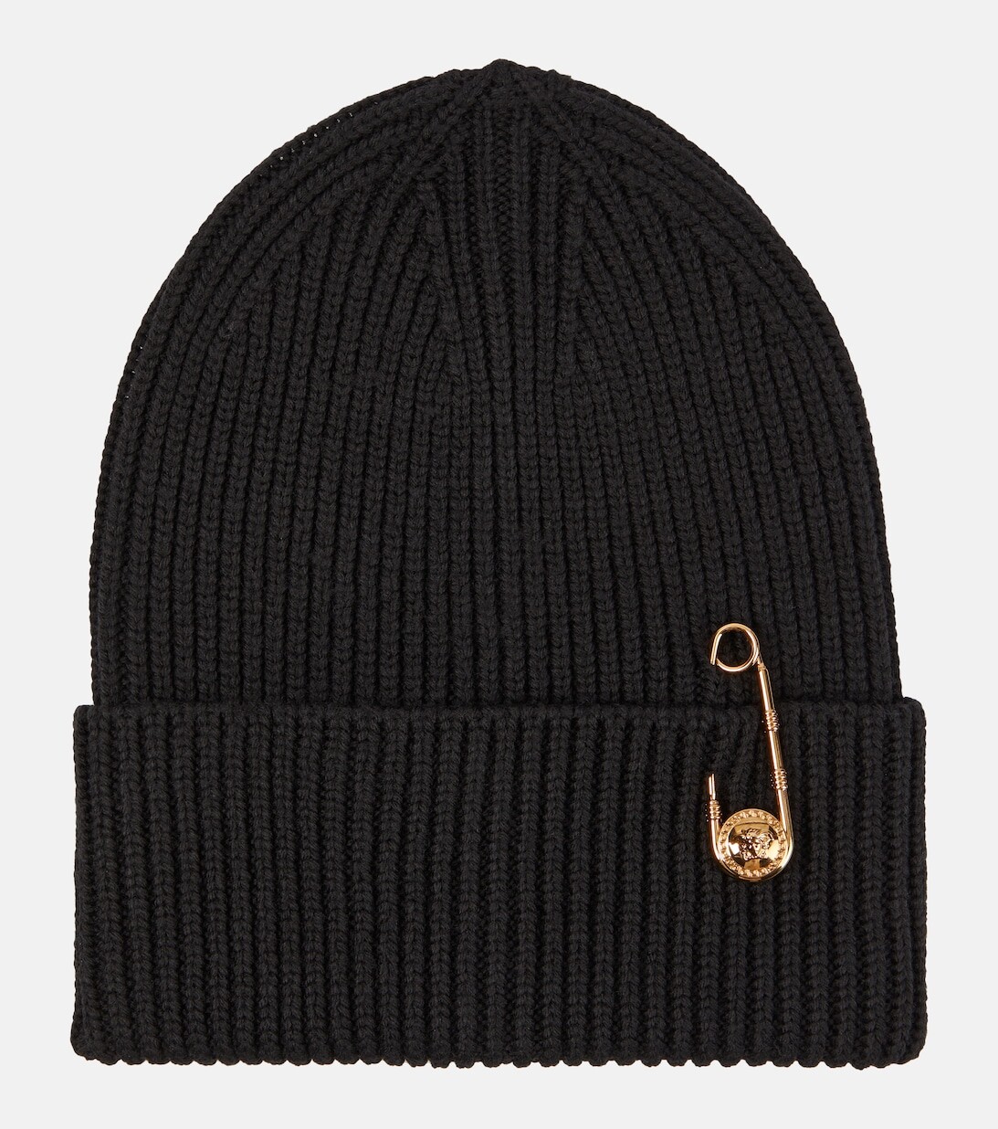 

Шапка шапка Safety Pin из шерсти в рубчик Versace, черный