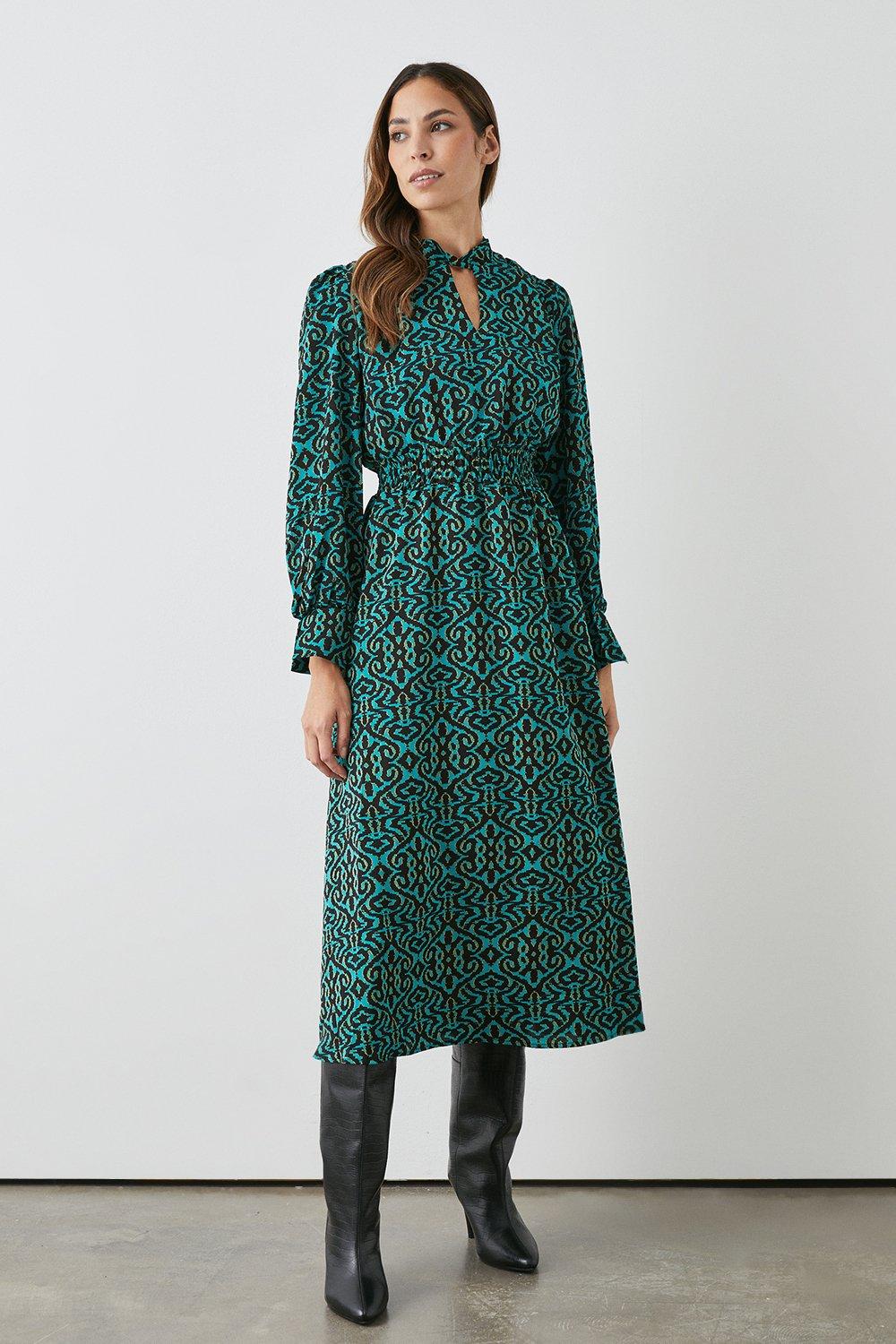 Темно-бирюзовое платье миди с абстрактной присборенной талией Debenhams, зеленый платье merlis бирюзовое 48 размер новое