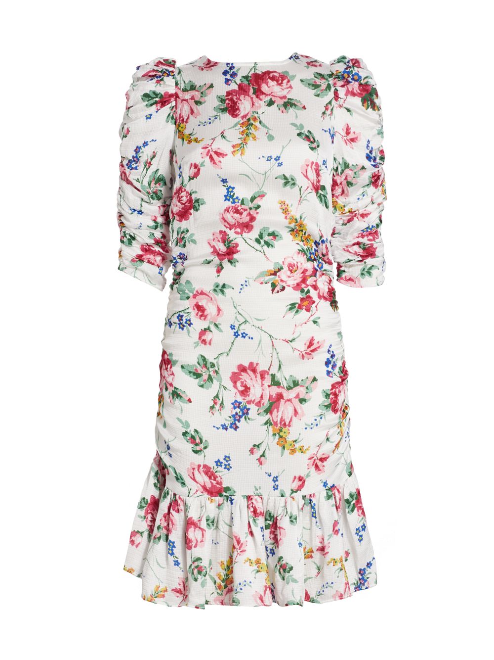 цена Атласное мини-платье Bubble с цветочным принтом и сборками byTiMo