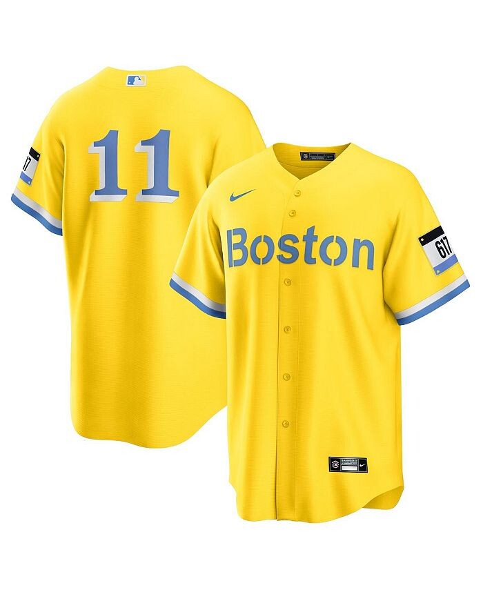 

Мужская футболка Rafael Devers Gold, Blue Boston Red Sox City Connect Replica Player Nike, золотой/голубой