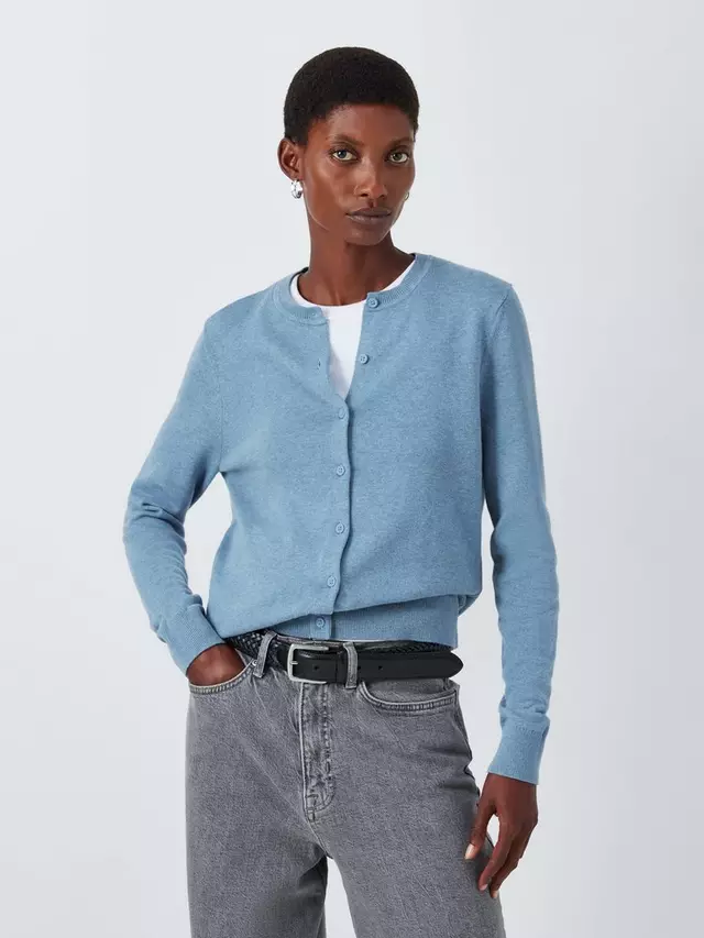 

Кардиган John Lewis Crew Neck Cotton, цвет mid/blue