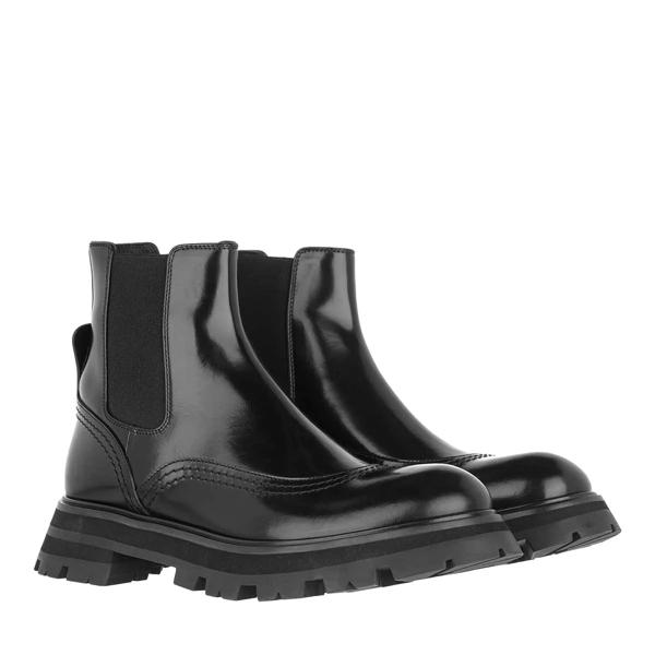 Ботинки chunky ankle boots leather Alexander Mcqueen, черный ботинки zara leather ankle черный