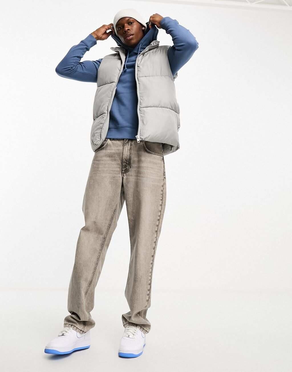 

Серый пуховик ASOS DESIGN