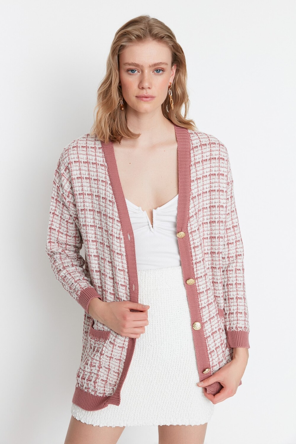 

Кардиган твидовый Trendyol Dusty Rose