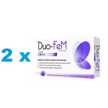DUO-FEM Менопауза 28 таблеток в день + 28 таблеток на ночь Приливы – упаковка из 2 шт.