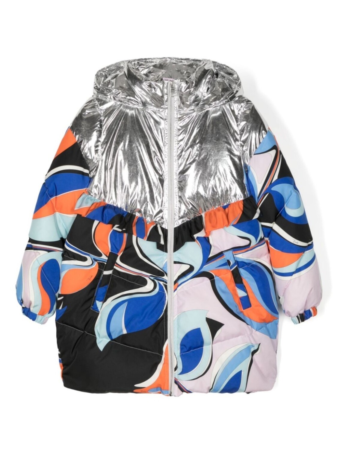 

Куртка с капюшоном с абстрактным принтом PUCCI Junior, серебристый