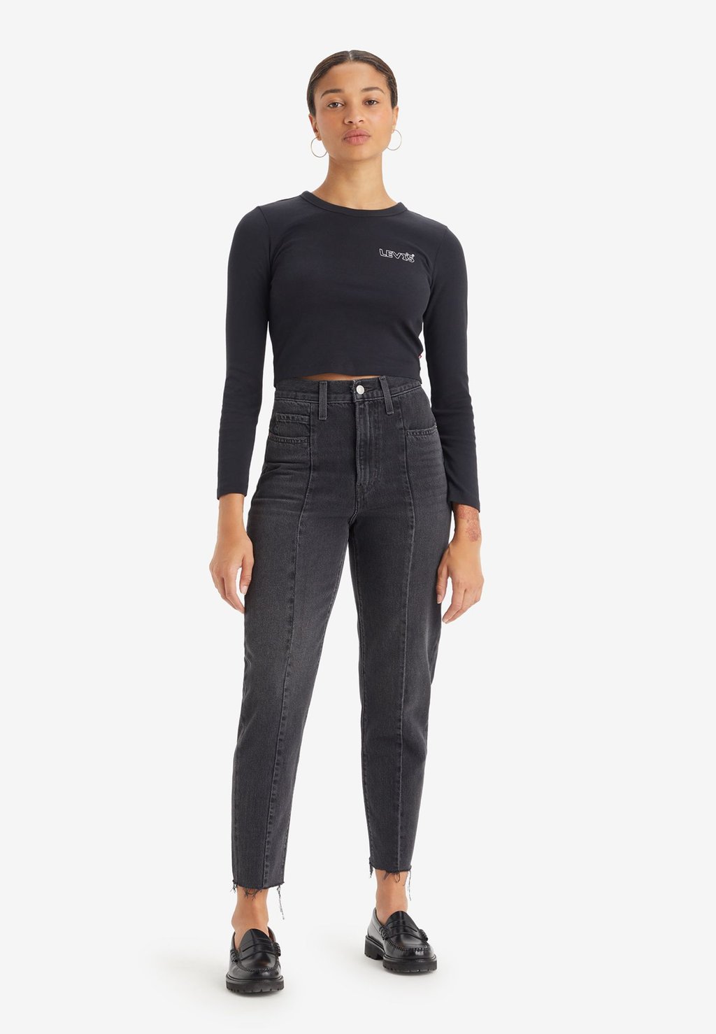 

Джинсы Tapered Fit HIGH WAISTED MOM ALTERED Levi's, черный джинсовый