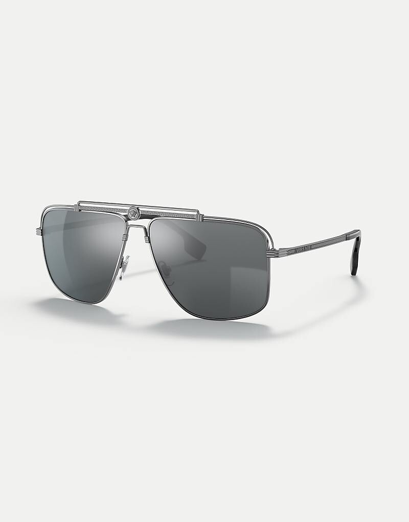 

Versace VE2242 серые прямоугольные солнцезащитные очки с серыми зеркальными линзами