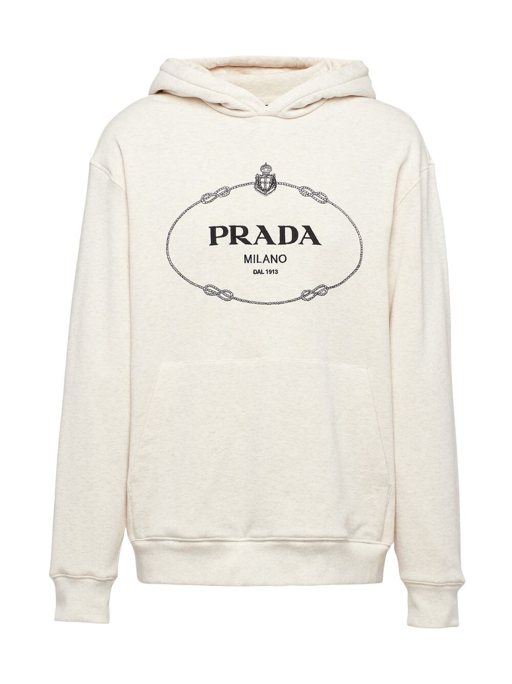 Худи из хлопкового флиса Prada, бежевый