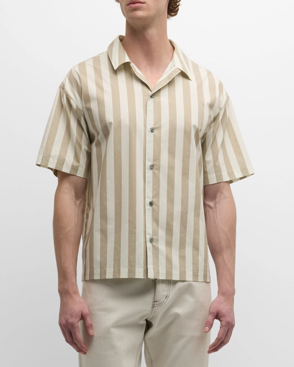 

Мужская хлопковая рубашка в полоску в полоску FRAME, цвет Smoke Beige Stripe
