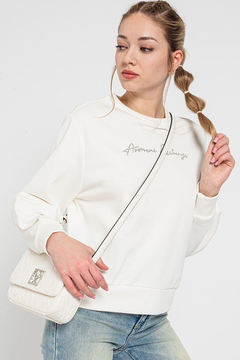 

Толстовка с логотипом из декоративных камней Armani Exchange, белый