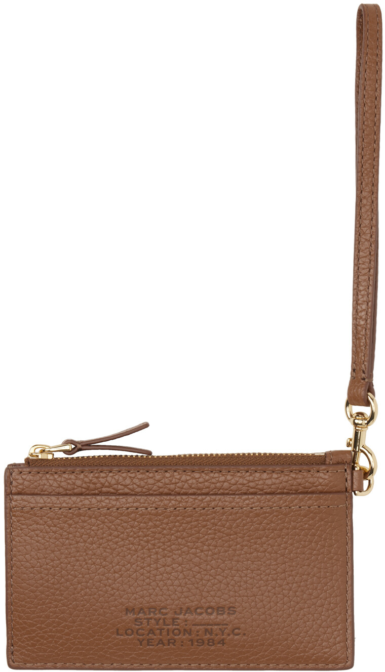 

Коричневый кожаный кошелек 'The Leather Top Zip Wristlet' Marc Jacobs