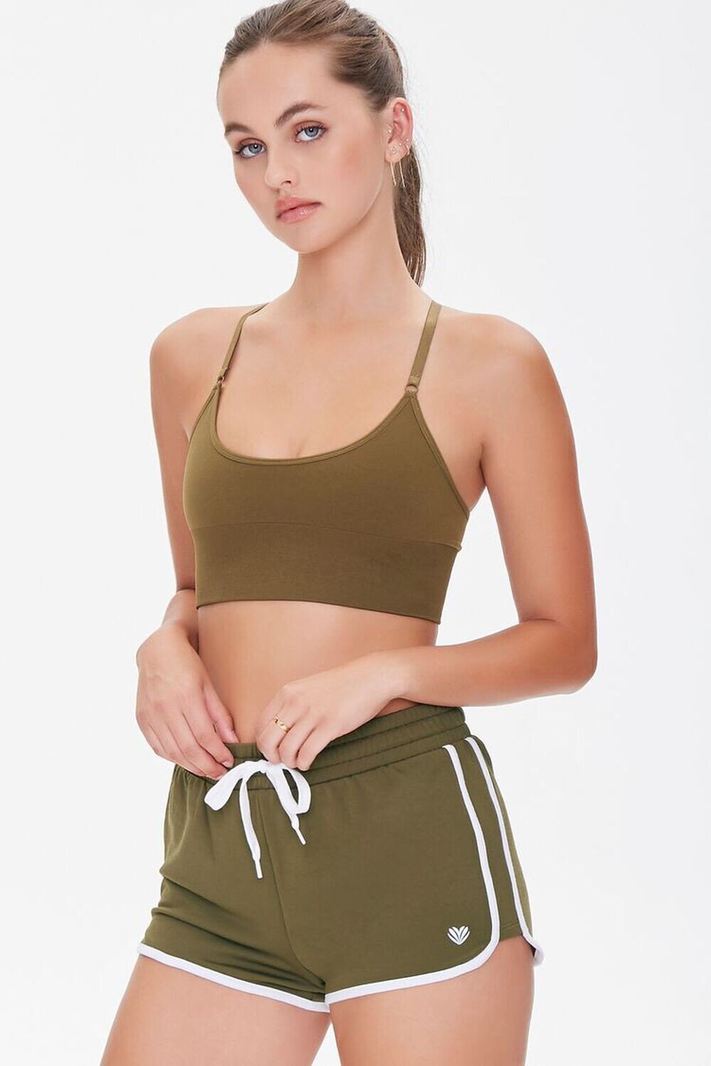 

Шорты с активными полосками Forever 21, оливковый