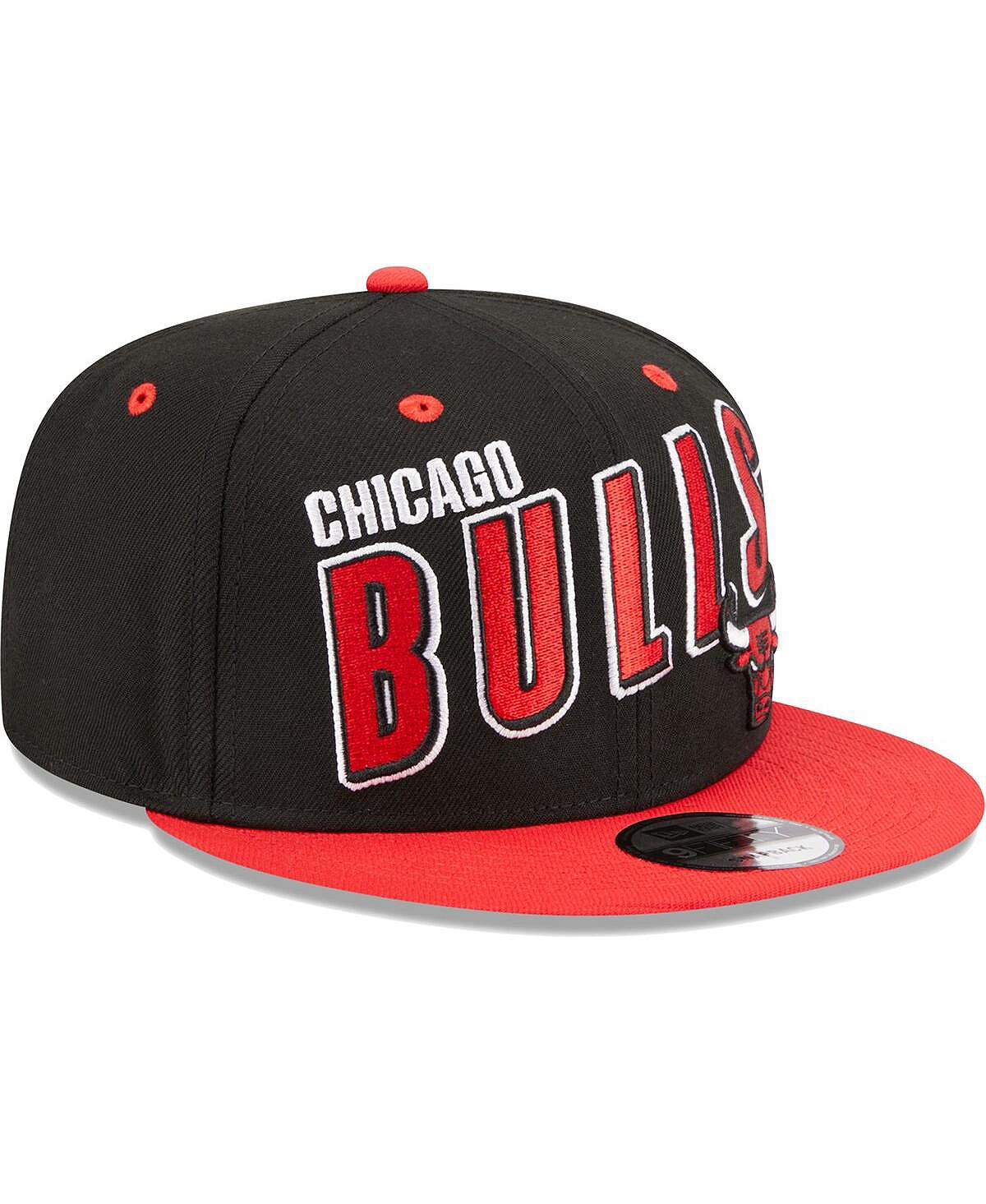 Мужская черная, красная кепка Chicago Bulls Stacked Slant 2-Tone 9FIFTY Snapback New Era