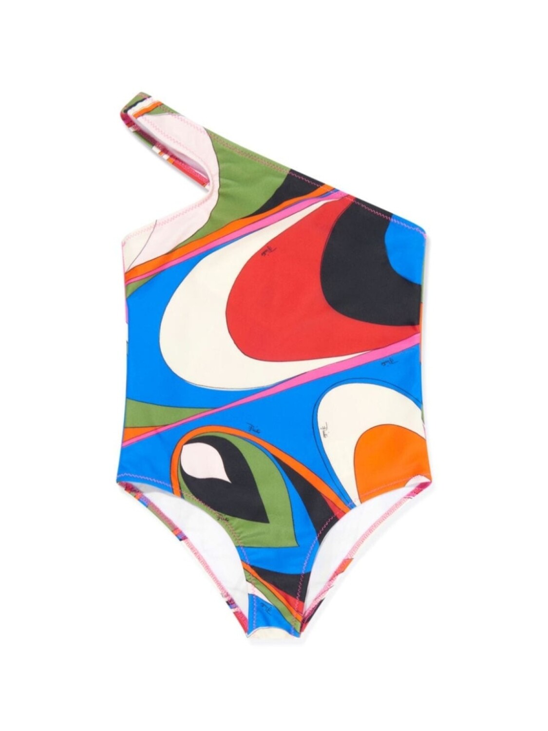 

PUCCI Junior купальник на одно плечо с принтом Onde, синий