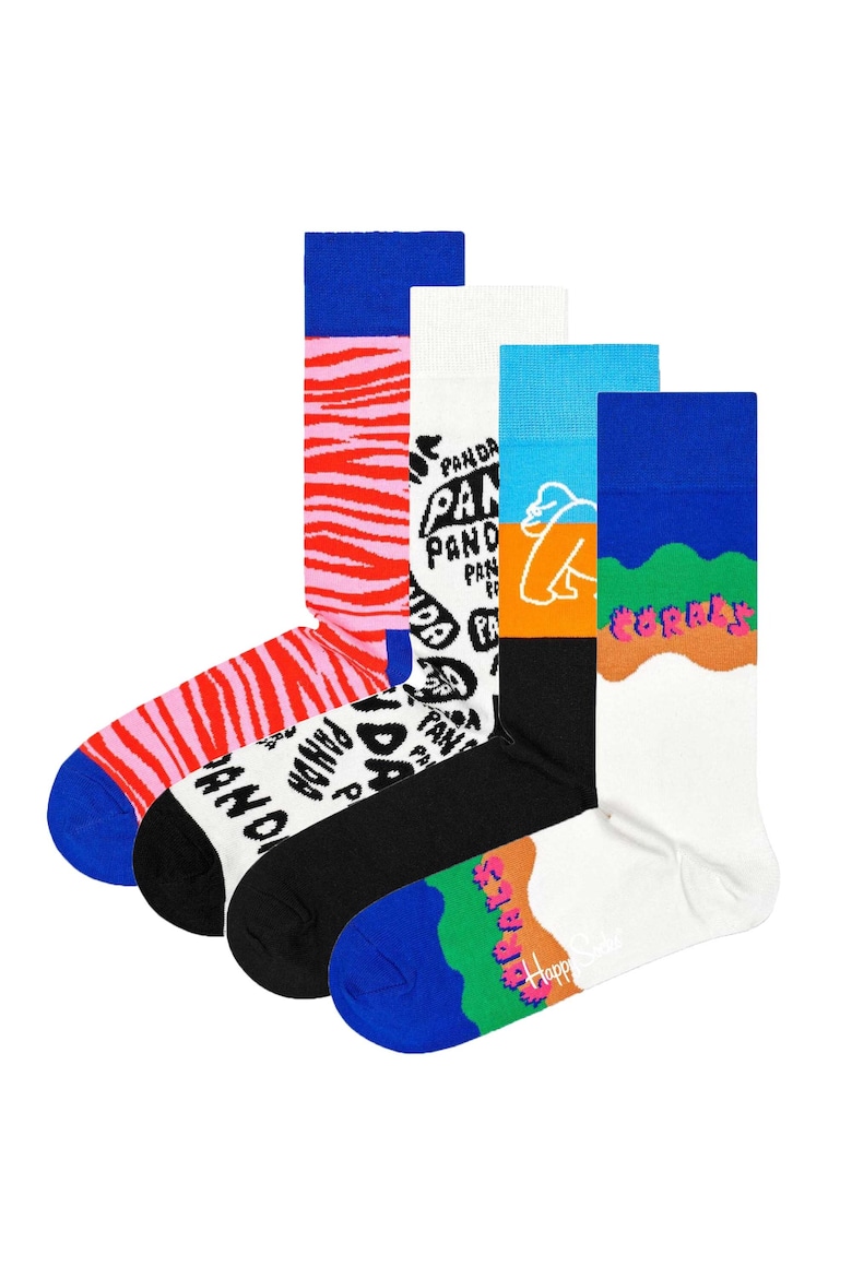 носки happy socks 4 пары 4 уп размер 41 46 мультиколор черный Носки - 4 пары Happy Socks, черный