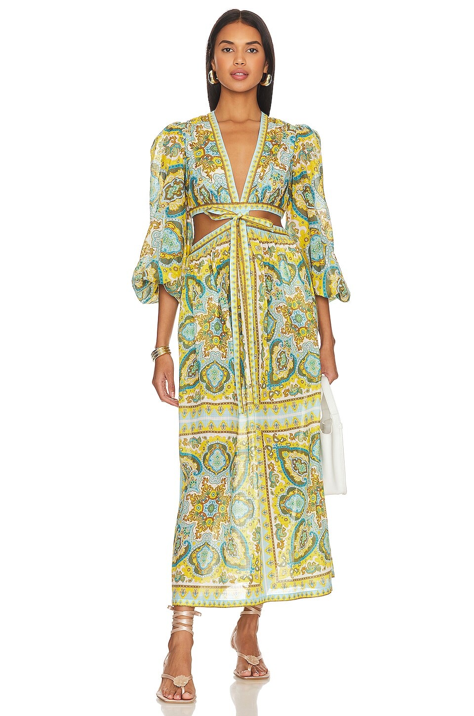 

Платье миди Zimmermann Halcyon, цвет Blue Yellow Paisley
