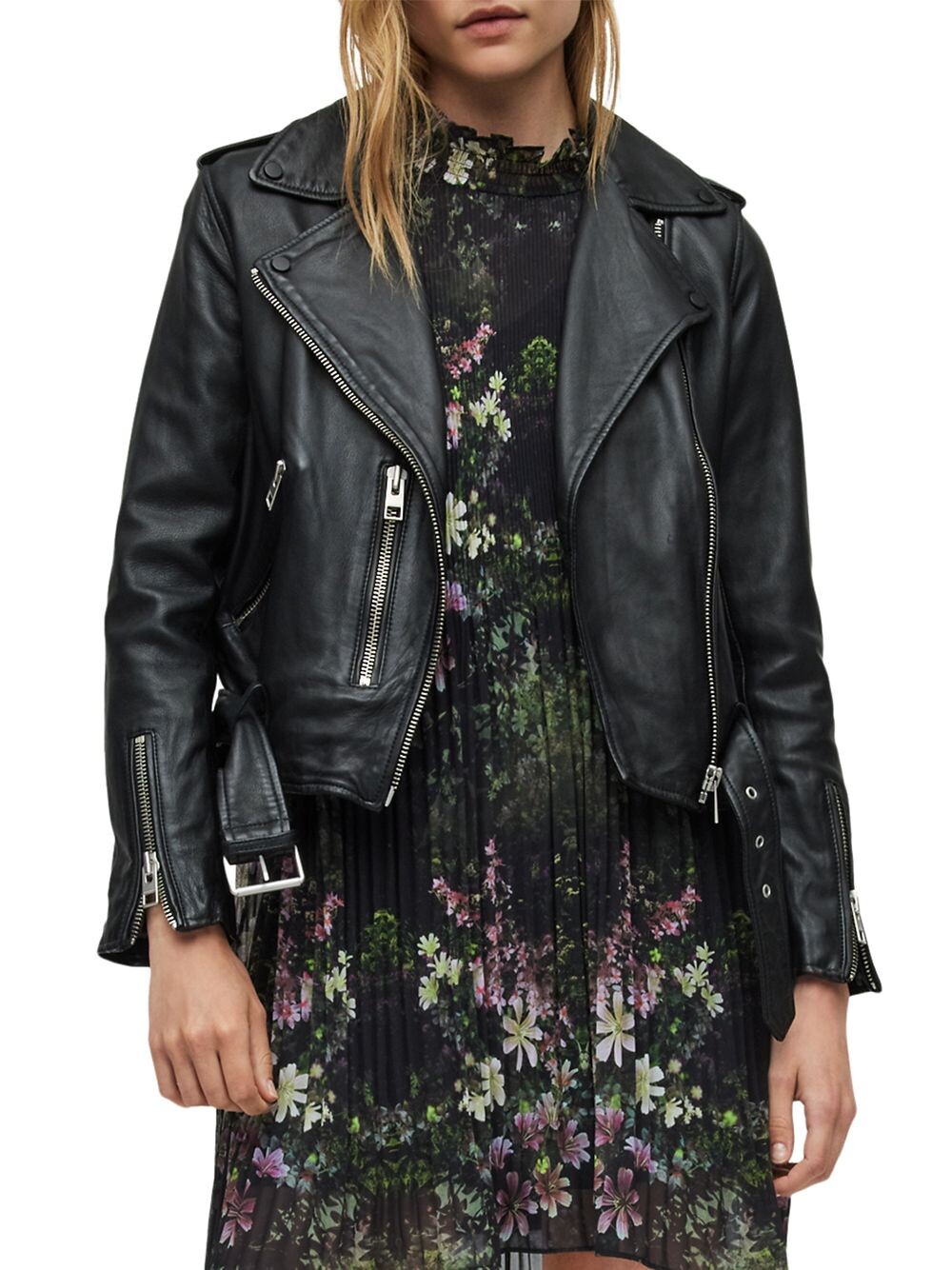

Кожаная байкерская куртка Balfern AllSaints, черный