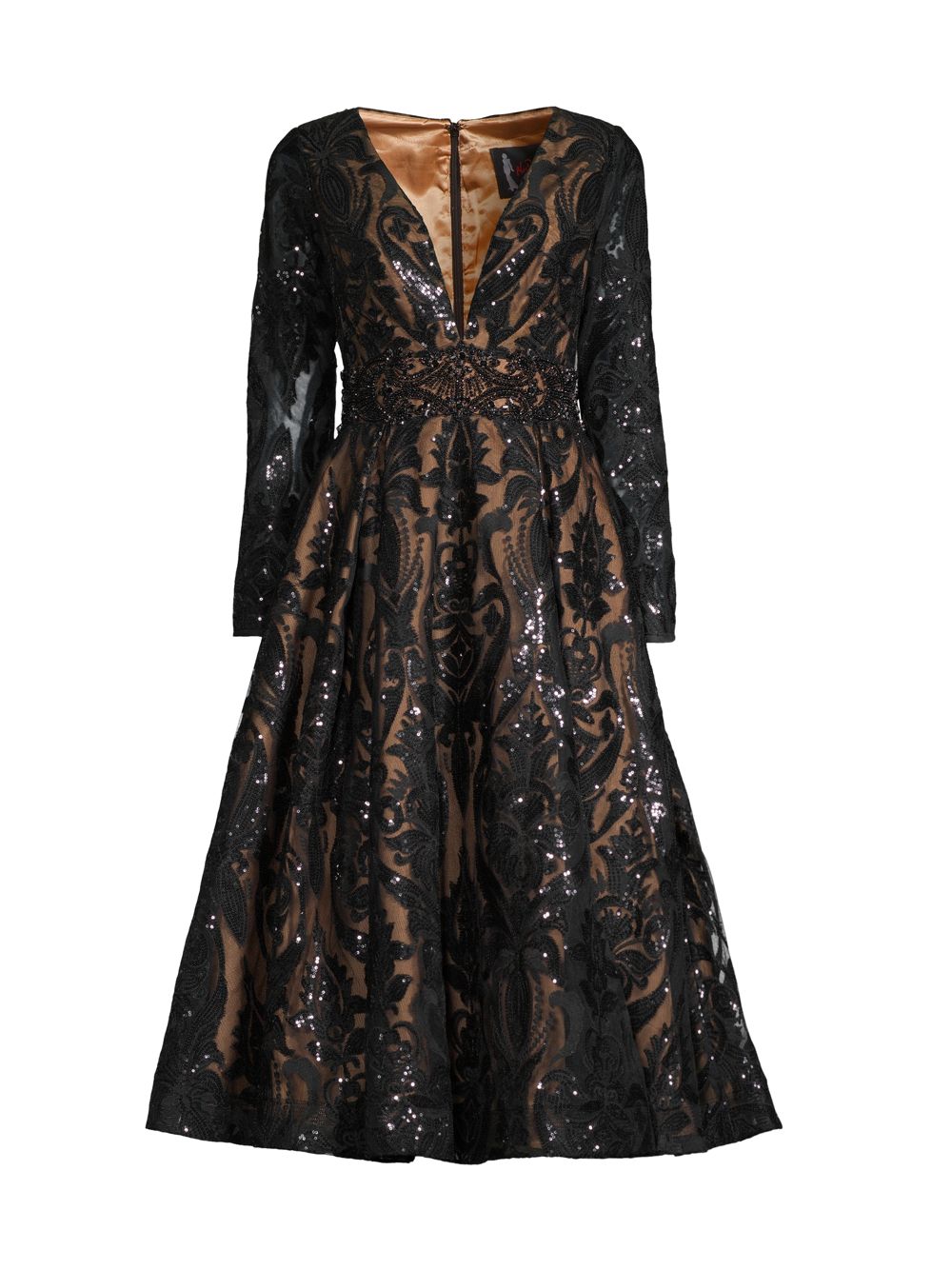 Платье трапециевидной формы с вышивкой пайетками Mac Duggal, черный платье трапециевидной формы с вышивкой пайетками mac duggal черный