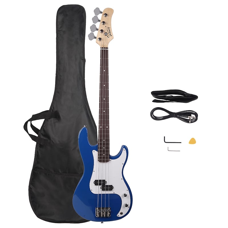 Басс гитара Glarry GP Electric Bass Guitar Blue Bass + Bag + Strap + Amp Wire + Plectrum + Spanner Tool