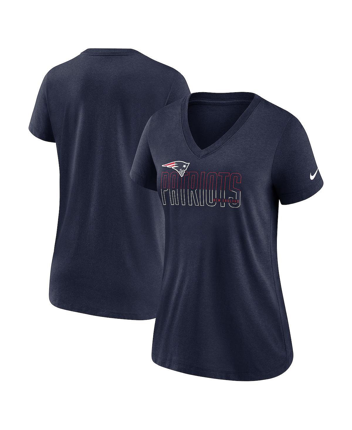 

Женская темно-синяя футболка New England Patriots Lock Up Tri-Blend с v-образным вырезом Nike