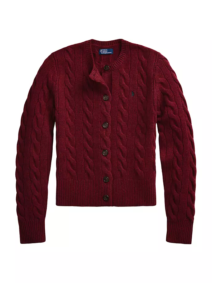 

Кардиган косой вязки из шерсти и кашемира Polo Ralph Lauren, красный