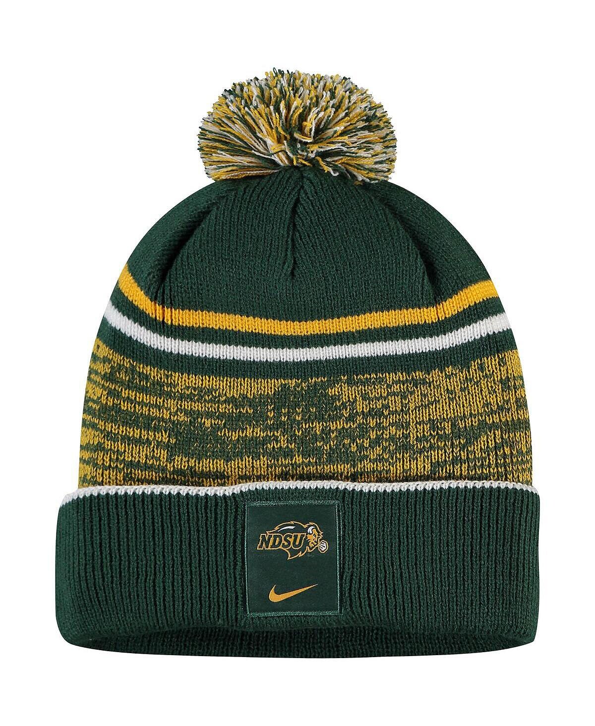 

Мужская зелено-желтая вязаная шапка с манжетами и помпоном NDSU Bison Sideline Nike