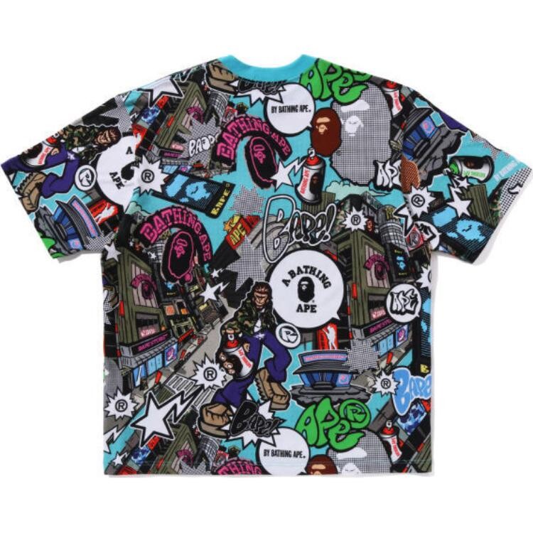 

SS24 COMIC ART Series футболка мужская синяя A Bathing Ape, синий