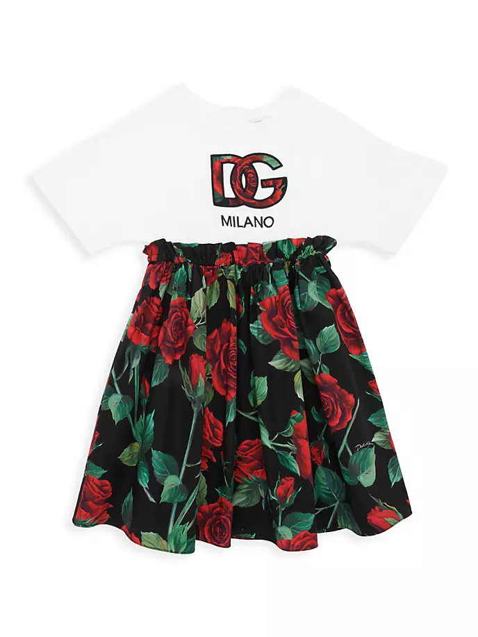 Платье-футболка с логотипом Little Girl's & Girl's Rose Dolce&Gabbana, цвет rose