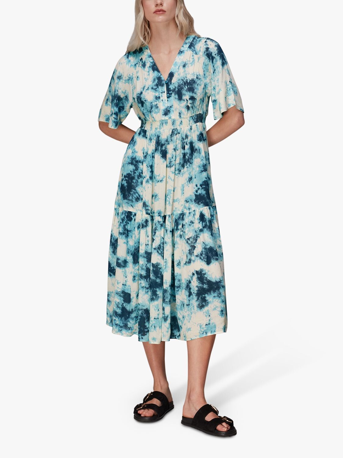 

Платье миди Whistles Bella Tie Dye, Синий/Мульти